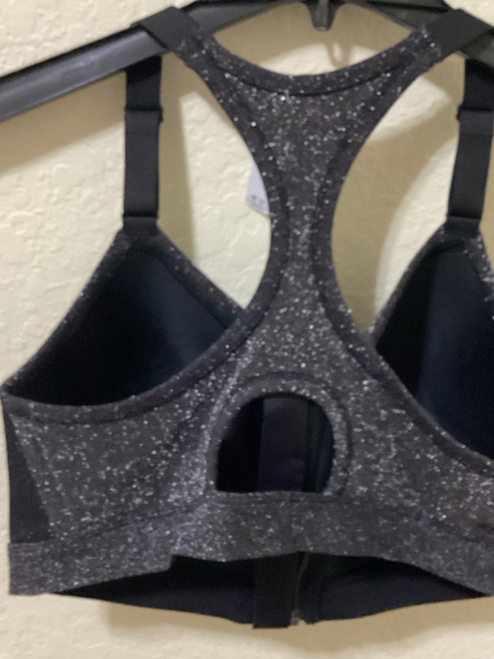 PINK Victoria's Secret Sparkle Front-Zip Racerback Sports Bra - Black - Picture 7 of 7